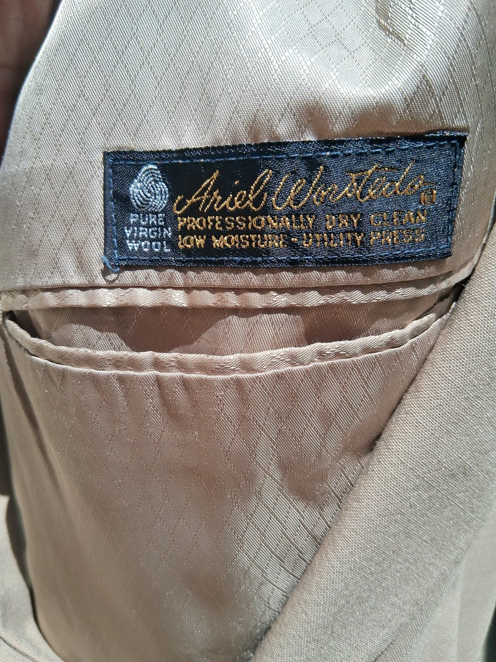 Vintage Hart Schaffner & Marx Blazer Mens 42R Beige Virgin Wool
